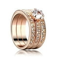 thumbnail image 2 of Three Ring Design Inlaid Crystal Zircon Fashion Ring Creative Alloy Plated Jewelry Women's Statement Ring Elegant Party Ring Gift for Her, 2 of 8