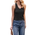thumbnail image 2 of Womens Pointelle Knit Top V Neck Strappy Tank Tops Summer Sleeveless Blouses Shirts Tops, 2 of 9