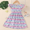 thumbnail image 3 of WIBACKER Toddler and Little Girl Cute Whale Skater Dress Ruffle Sleeve Priness A-line Sundress 1-6 Years, 3 of 7