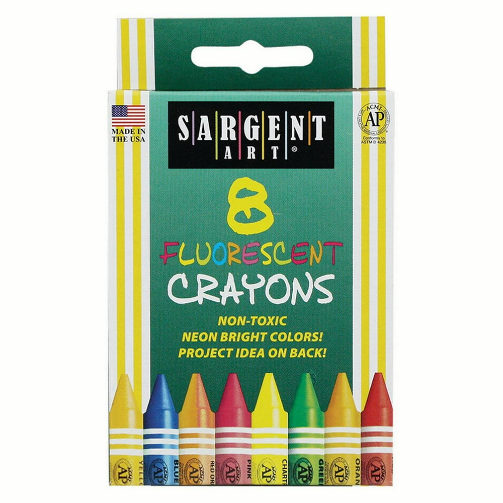 SARGENT ART CRAYONS FLUORESCENT 8 COUNT TUCK BOX