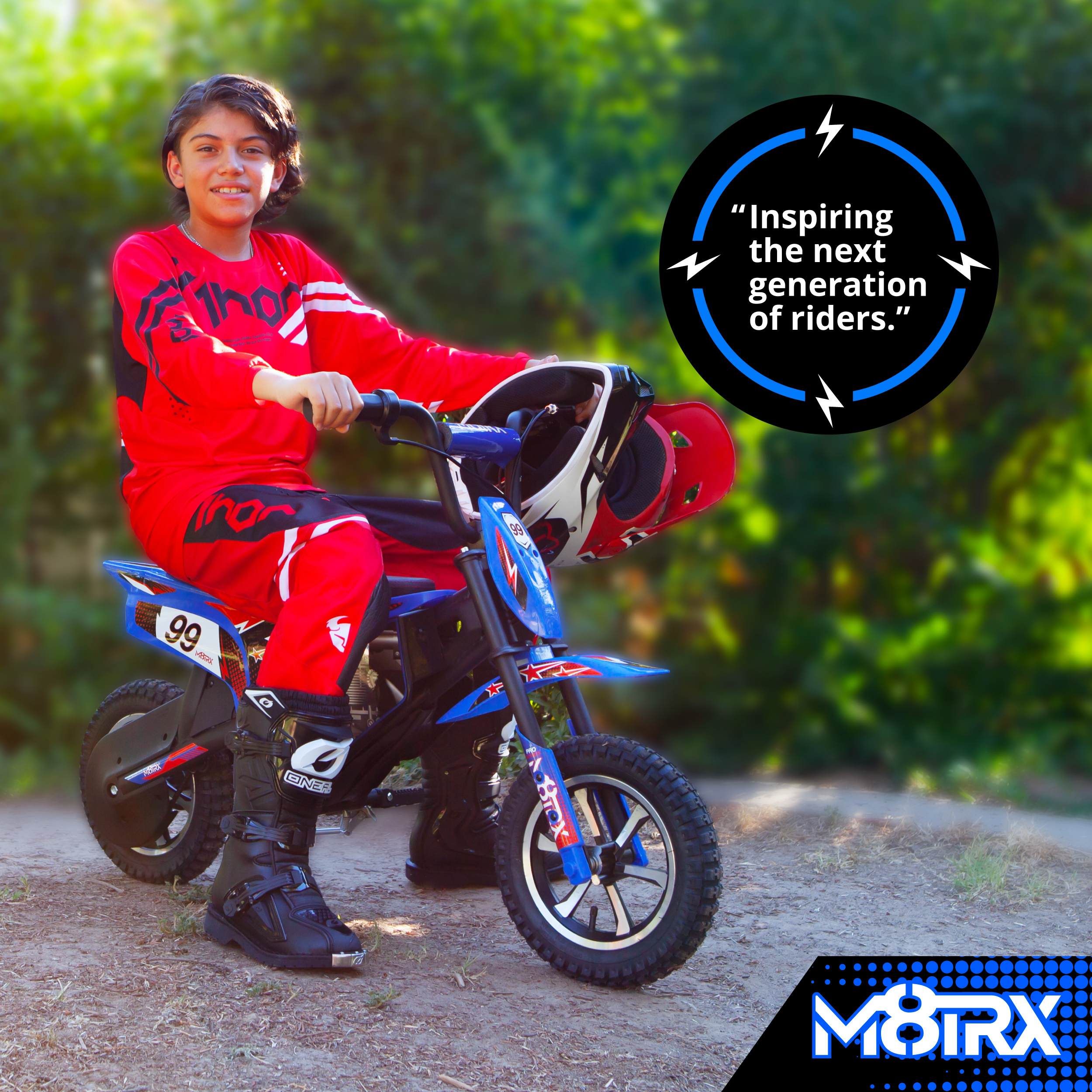 M8TRIX Blue 24V Electric Dirt Bike, Ride on Toy Motorcycle for Kids and Teens - image 3 of 8