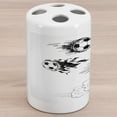 thumbnail image 1 of Soccer Ceramic Toothbrush Holder, Various Round Soccer Balls in Air Fast Kick Shoot in Kickoff Space Art Sketch, Versatile Countertop for Bathroom, 4.5" X 2.7", White and Black, by Ambesonne, 1 of 4