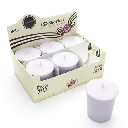 Floral Candle Pure English Lavender Soy Votive Candles - Scented with Essential & Natural Oils - 6 Purple Natural Votive Candle Refills - Flower & Floral Collection ()