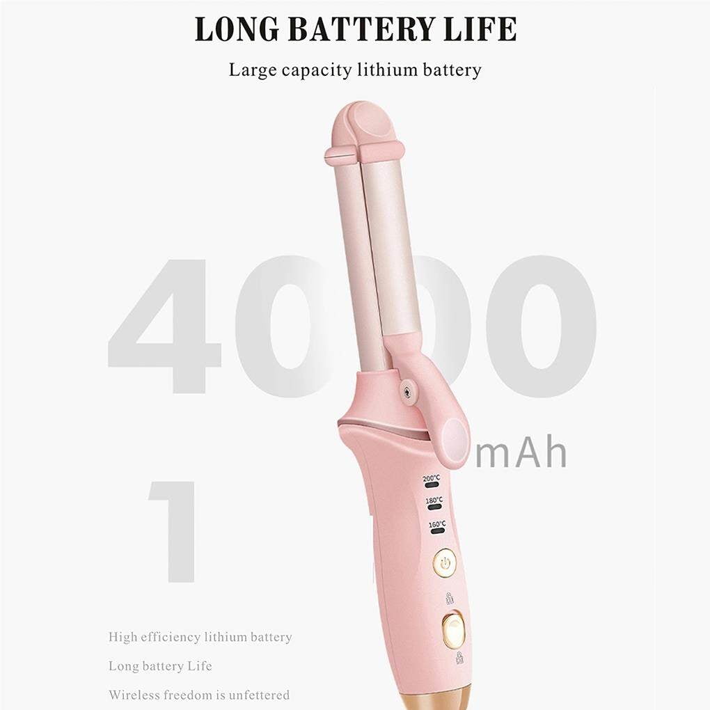 2-in-1 Curling Iron Rechargeable Hair Curler Portable Hair Curling Wand with 3 Temperature Modes PI Heating Technology for Women Home Traveling