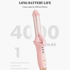 2-in-1 Curling Fer Rechargeable Curler cheveux Portable Curling Wand avec 3 Modes de température PI Technologie de chauffage pour les femmes voyageant à domicile