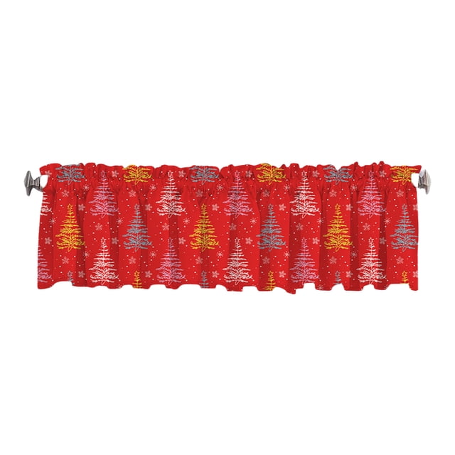 RKSTN Rideau Rouge de Noël Rideaux de Fenêtre Arbre de Noël Rideaux Rouges Imprimés Rideaux Courts Décoration de Fenêtre de Vacances Rideaux Arbre de Noël Rideaux de Douche Cadeaux de Noël