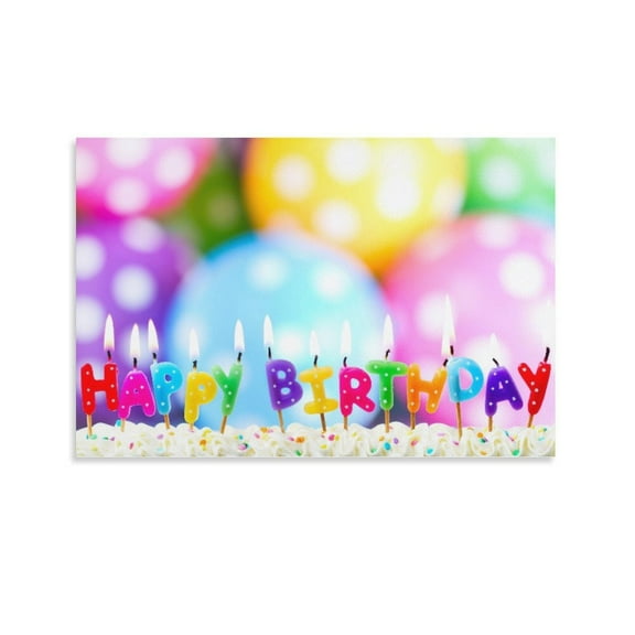 Happy Birthday Poster Decorative Painting Canvas Wall Art Living Room Posters Bedroom Painting,Unframe-style,12x18inch(30x45cm)