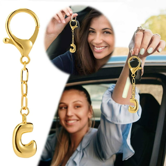 Trendy Hangs Decorative Keychain with Gold Initial Charm Versatile Copper Key Ring for Daily Use Home Party and Travel