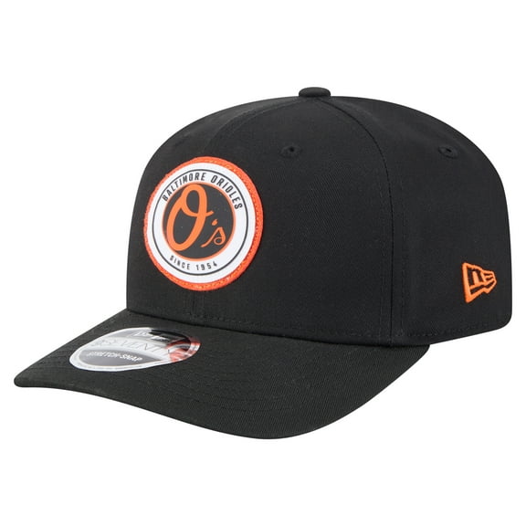 Men's New Era Black Baltimore Orioles Circle Patch 9SEVENTY Stretch-Snap Hat