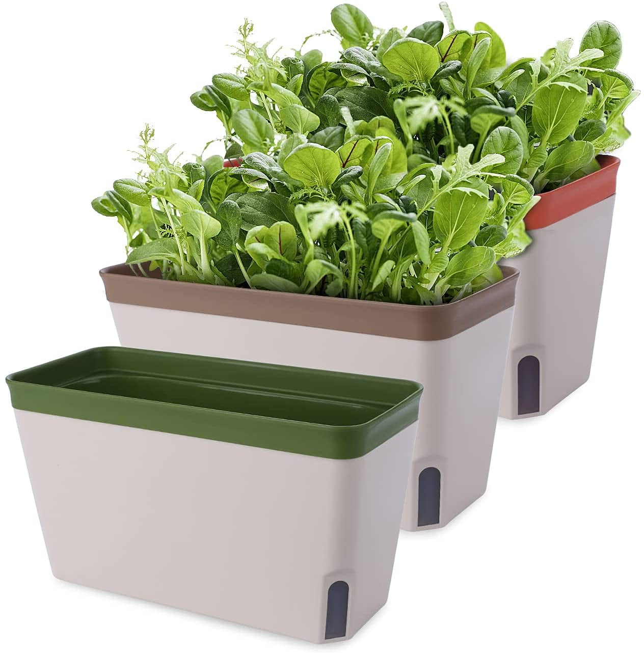 Windowsill Herb Planter Box, Set of 3, Home Herb Pots with