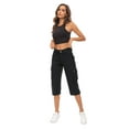 thumbnail image 4 of Women's Cargo Capris Pants High Waist Waterproof Hiking Casual Travel Summer Pants for Women with 6 Pockets, 4 of 6