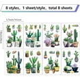 thumbnail image 2 of 8 Sheets 8 Styles Cactus Window Stickers Potted Plants Window Clings Tropical Botanical Summer Succulent Green Plant PVC Removable Window Decor Glass Decals, 2 of 8