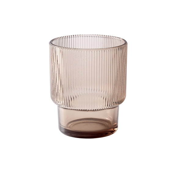Better Homes & Gardens Stackable Ribbed Glass Tumbler, Brown Tint, 11.5 oz