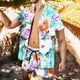 thumbnail image 2 of Conjunto casual de blusa y pantalones de playa de manga corta con estampado de botones para hombre Pompotops  oipoqjl36057, 2 of 5