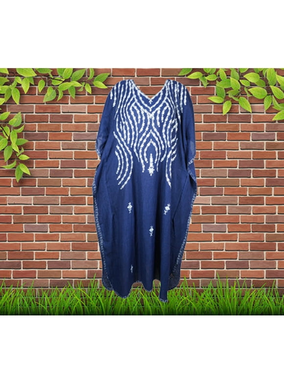 Women's Kaftan Maxi Dress, Blue Boho Maxi Dress, Beach holidays, Lounger, Oversize L-XL One Size