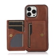 thumbnail image 2 of Suitable For IPhone 14/13/12 Pro Max Coffee Magnetic Absorption Phone Leather Case XS MAX Mobile Phone Case With Skin Plug-in Card Phone Fall Protection Case, 2 of 4