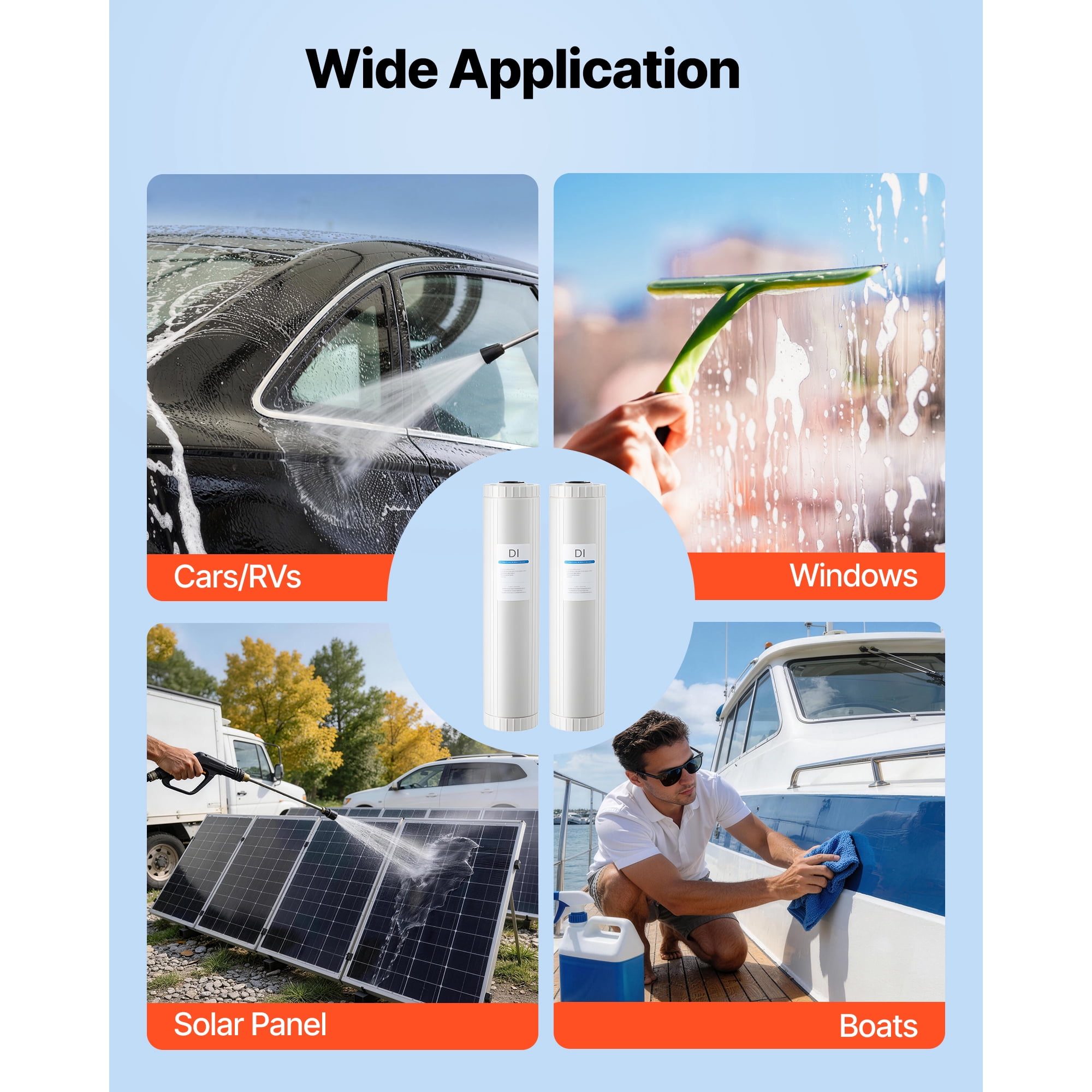 KFFKFF Deionized Filter for Spot-Free Car Wash System, 2 x 4L Mixed-Bed DI Resin Replacement - Compatible with PRS-207SLXC, PRS-TCXC, PRS-TCXC-PT, PRS-207XCGB Deionized Water Systems