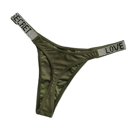 

EHTMSAK Womens T-Back Sexy Tangas Stretch Panties G-String Thongs Low Rise Underwear Army Green S