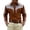 Brown, variant on Men's Western Style Print Long Sleeve Casual Shirt, Turndown Collar Button Down Top, Comfortable Olive Green Cowboy Shirt for Daily Wear, Outdoor Relaxation