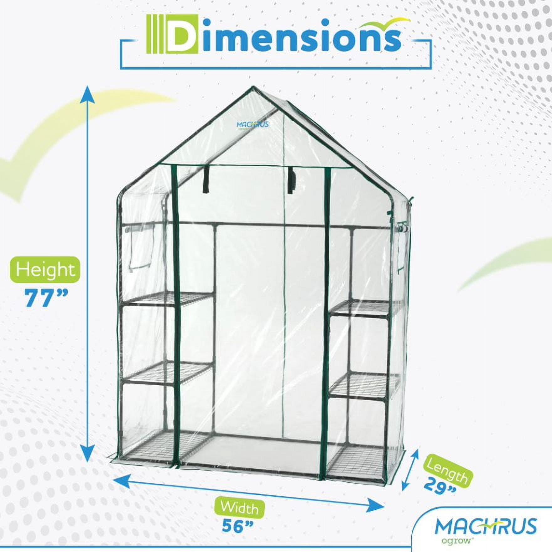 Machrus Ogrow Deluxe Walk-In Greenhouse with 3 Tiers & 6 Shelves, Clear Cover for Indoor and Outdoor Greenhouse Gardening