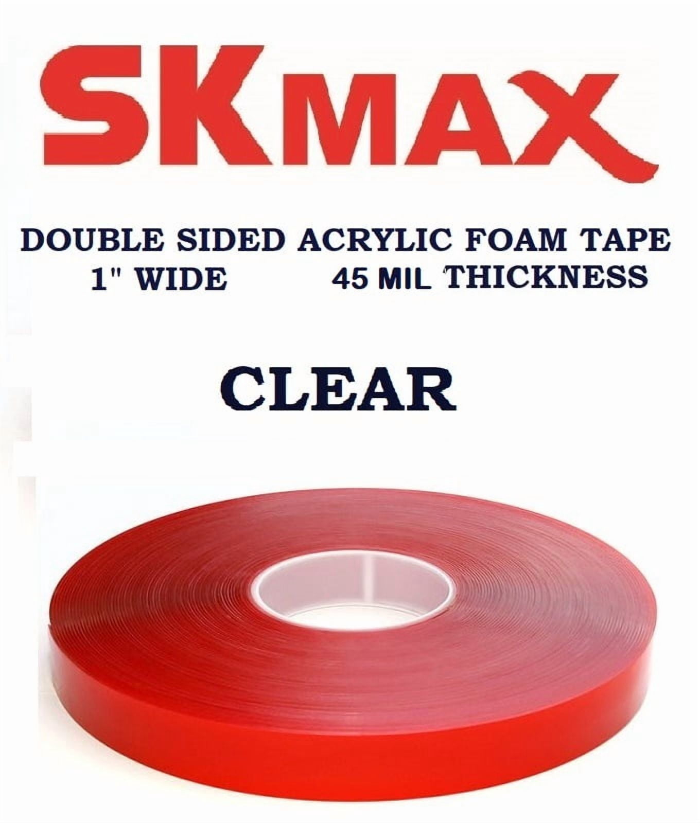 SKmax SUPER-X Tape 1"X108' double sided acrylic foam CLEAR, Thickness 1.10mm