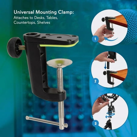 PylePro - Suspension Boom Scissor Microphone Stand with Shock Mount Holder