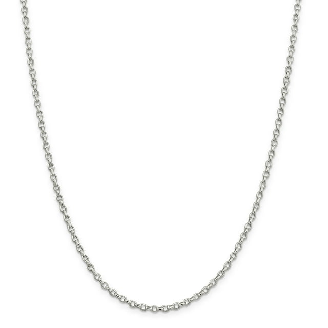 Sterling Silver 2.75mm Oval Rolo Necklace (Weight: 5.47 Grams, Length: 16 Inches)