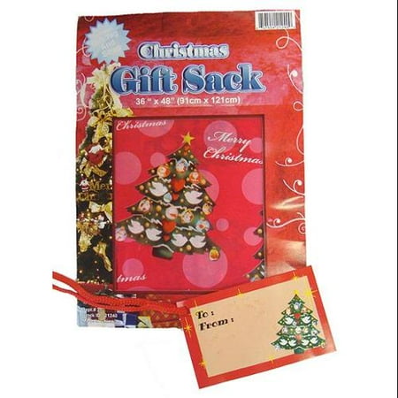 48" Large Red and Pink Merry Christmas Gift Sack Bag With Tag and Cord