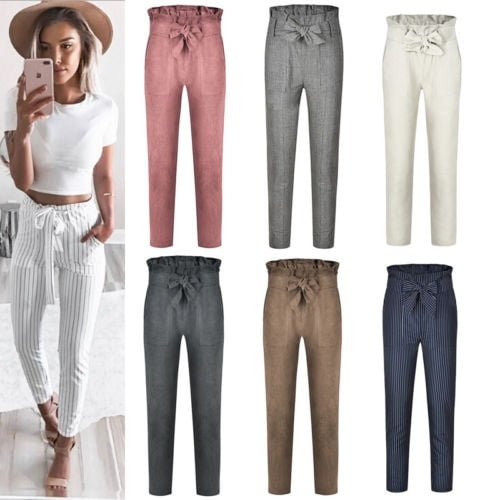 women's high waist drawstring casual pants