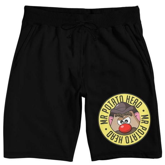 Mr. Potato Head Character In Circle Men's Black Sleep Pajama Shorts