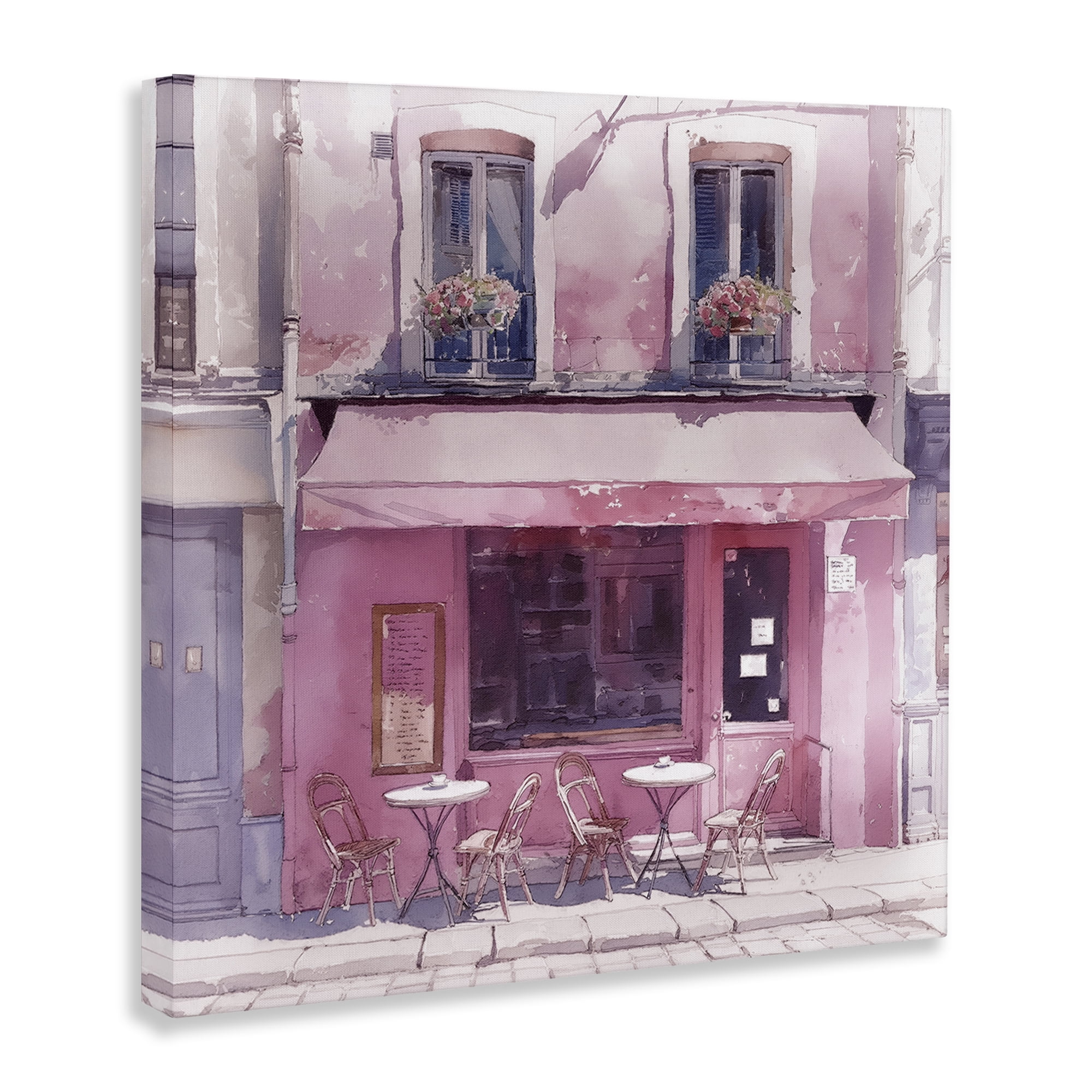 Stupell Industries Pinkish Delight Café Buildings & Architecture Painting Wrapped Canvas Art Print Wall Art, 36 x 36
