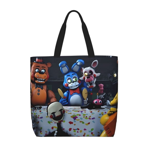 Saiise Five Nights At Freddy'S Pattern Canvas Tote Bags,Tote Bags Multi-Purpose Reusable Canvas Bags Use For Grocery Bags,Shopping Bags,Work