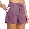 thumbnail image 2 of Ashirexll Women's Hiking Athletic Shorts Solid Color Lounge Active Workout Running Shorts Comfy Casual with Pockets Purple B 3XL, 2 of 4