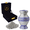 SILVER & BLUE, variant on Nova Niche Small Black Aluminium Cremation Urn for Human Ashes – Mini Memorial Keepsake with Velvet Case