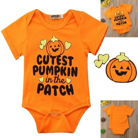 Newborn Baby Boy Girl Halloween Costumes Romper Kids Funny Pumpkin Bodysuit Clothes Outfits 0-18