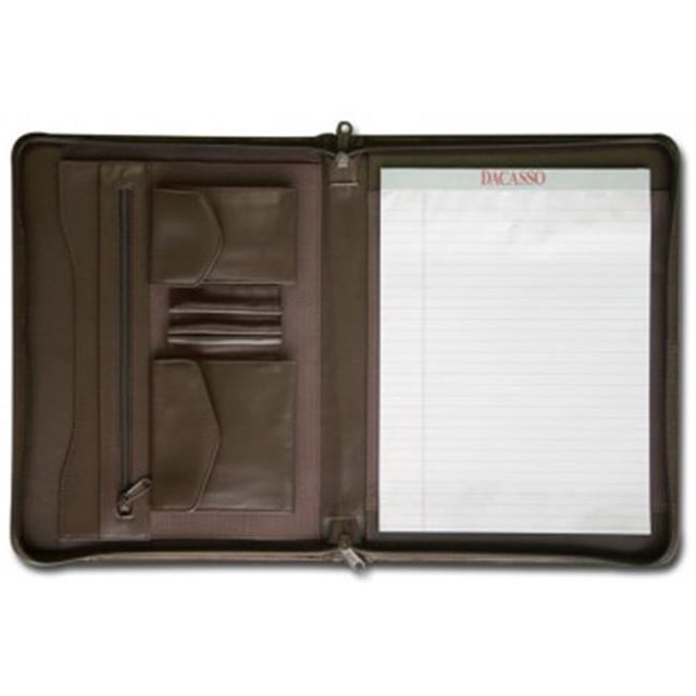 Dacasso Leather Enhanced Zip-Around Portfolio - Chocolate Brown