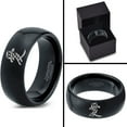 thumbnail image 4 of Tungsten Love Chinese Symbol Band Ring 8mm Men Women Comfort Fit Black Dome Polished, 4 of 4