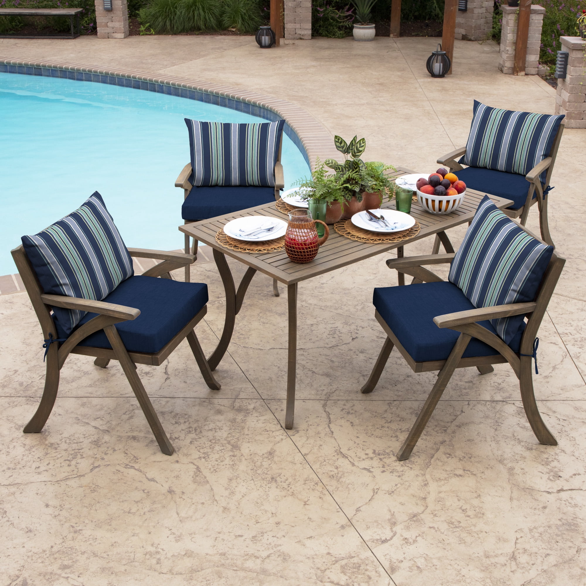 ARDEN Outdoor Cushion Pillow Back, 23 x 17, Water Repellent, Fade Resistant 23 x 17, Sapphire Aurora Blue Stripe
