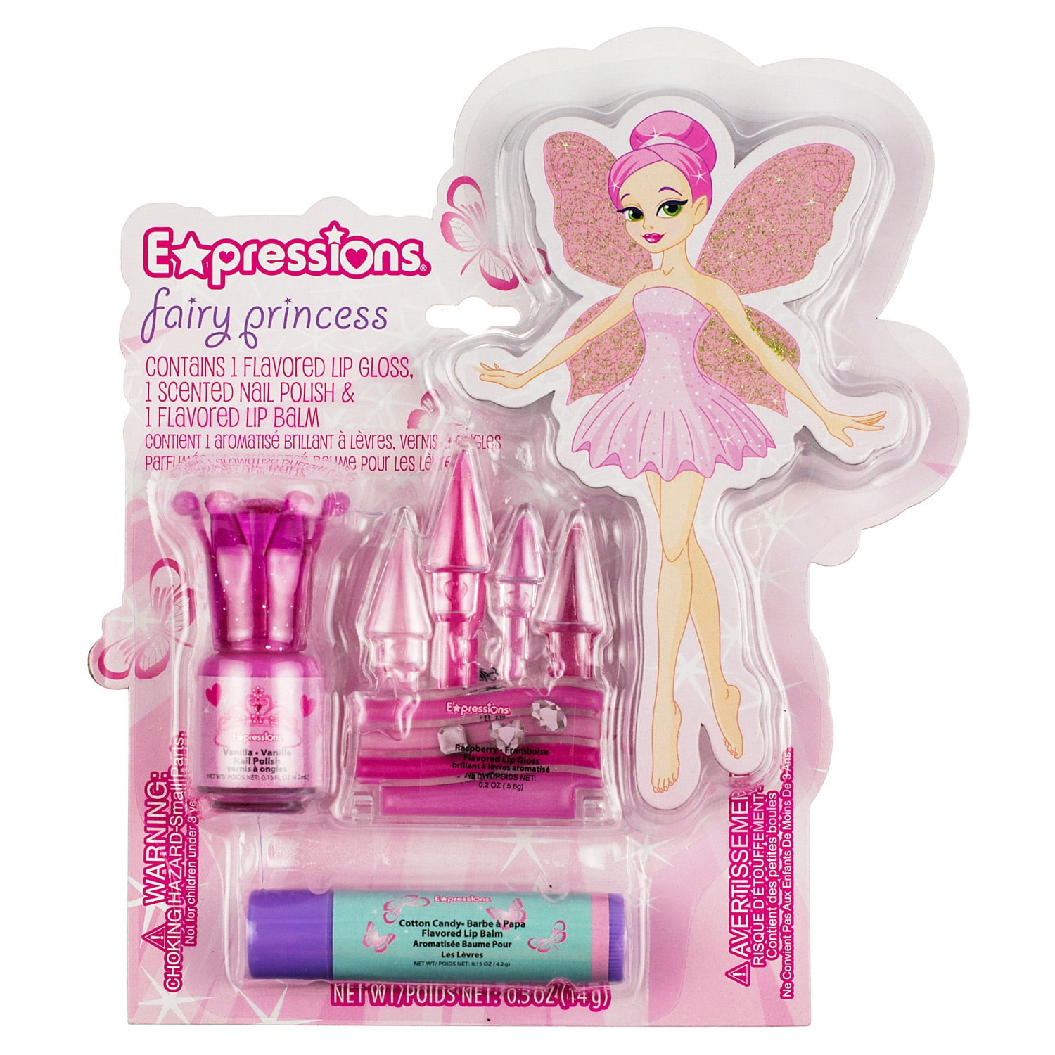 Expressions Fairy Princess 3Piece Cosmetic Set Lip Gloss, Lip Balm & Nail Polish