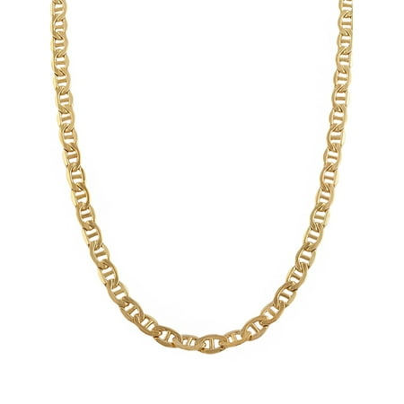 14k Solid Yellow Gold 3mm Mariner Chain Necklace - 16" 18" 20" 22" 24"