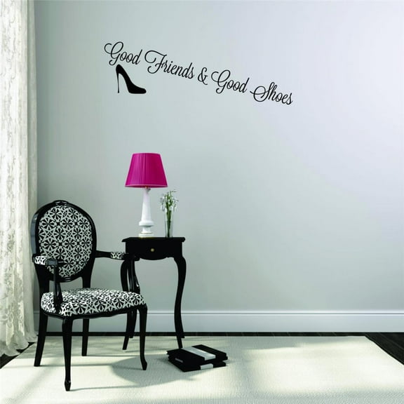 Custom Wall Decal Sticker - Good Friends & Good Shoes QuoteHome Decor Picture Art 14x28 Inches