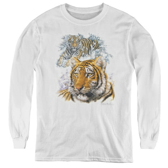 Wildlife Tigers Youth Long Sleeve T-Shirt White