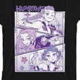 thumbnail image 2 of Kpop Demon Hunters Panel Art Huntrx Boys Black Crew Neck Shirt Sleeve T-shirt, 2 of 3