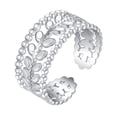 thumbnail image 1 of abierto ahuecado de moda de plata vintage Amor simple ajustable para compromisos Cumpleaños Fiestas de baile D de la madre hoja Hugo Anillos abiertos, 1 of 8