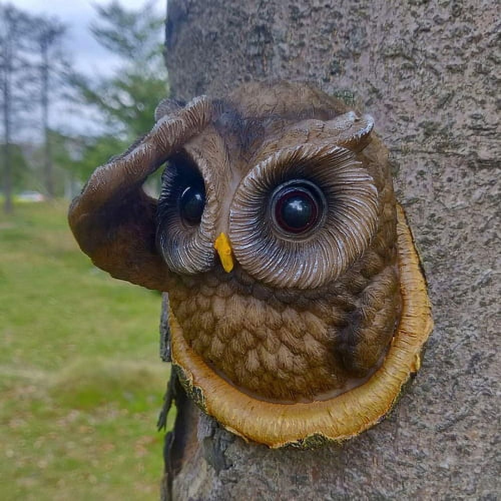 Zhaomeidaxi Tree Faces Garden Decor Owl Tree Hugger Polyresin Outdoor Owl Decor Owl Statue Outdoor Clearance Garden Peeker Yard Art Decoration for Garden Decoration
