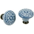 thumbnail image 3 of 4 Pcs Ceramic Cabinet Kitchen Knobs Handles Vintage Round Single Hole Knobs for Drawer Cupboard Closet, with Mounting Screws, Blue, 3 of 4