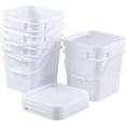thumbnail image 5 of 3 Gallon Plastic Bucket with Sealed Lid, 4 Pack Small White Square Bucket Pail Food Grade, 5 of 7