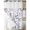thumbnail image 3 of No Hook Shower Curtain with Snap-in Liner, Grey Purple Botanical Waterproof Fabric Bathroom Curtains, Watercolor Spring Floral Summer Leaf Bath Curtains & Mesh Top Window 60"x72", 3 of 9
