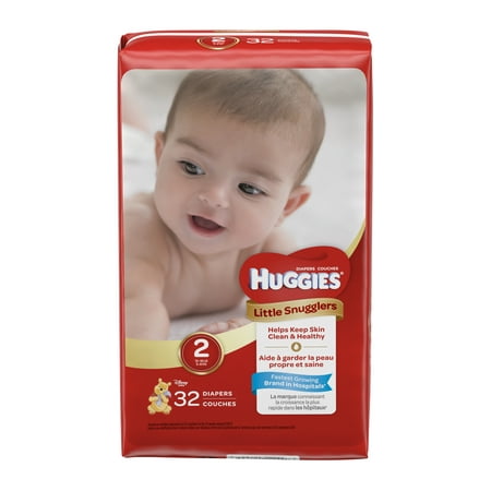 HUGGIES Little Snugglers Diapers, Size 2, 32 Diapers