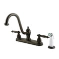 thumbnail image 2 of Kingston Brass Templeton Double Handle 8" Centerset Kitchen Faucet with White Sprayer, 2 of 3